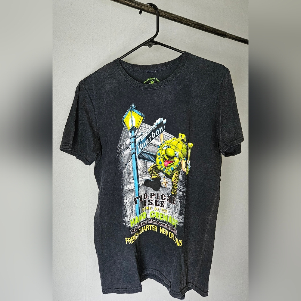 NOLA Tropical Isle Hand Grenade Black Graphic Short-Sleeve Tee